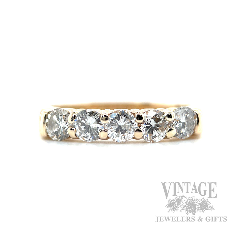 Five Stone Diamond 14k Gold Ring Front View