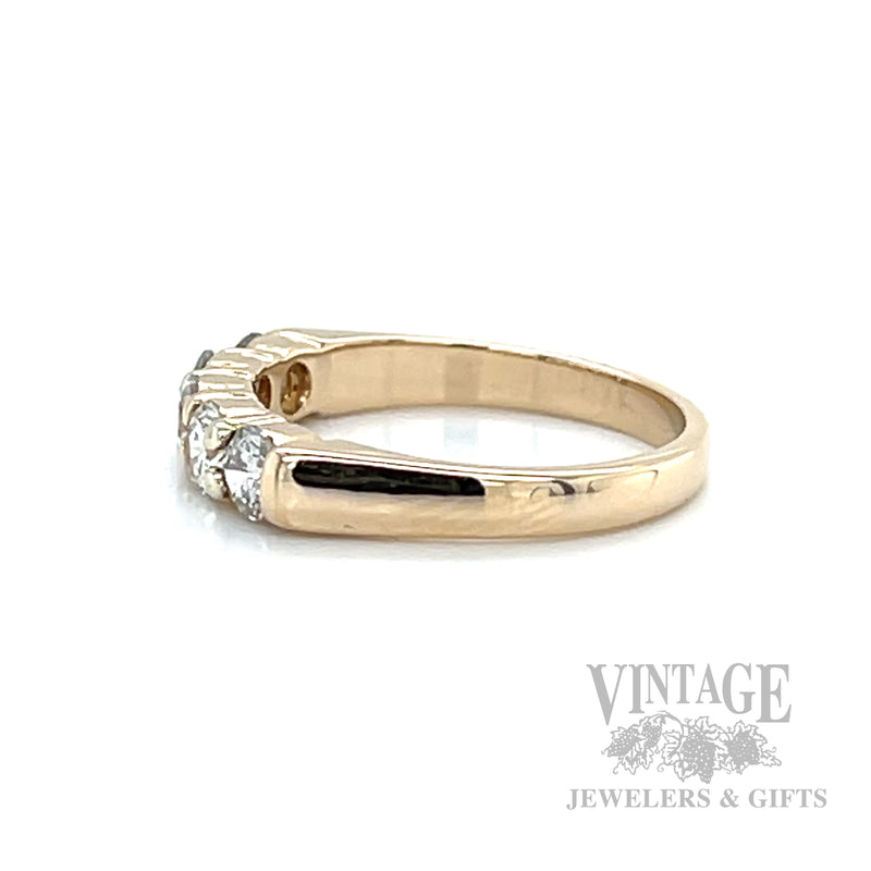 Five Stone Diamond 14k Gold Ring Side View