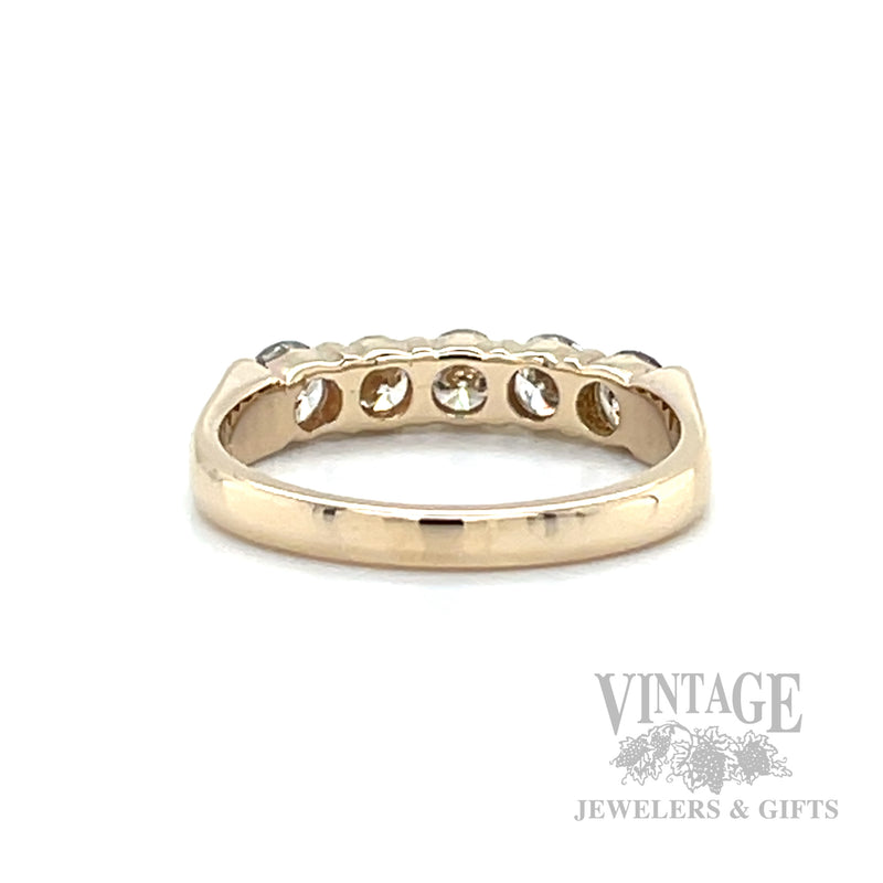 Five Stone Diamond 14k Gold Ring Back/Gallery View