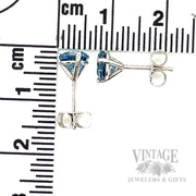 1.26 CTW Aquamarine 14k White Gold Martini Stud Earrings Scale View