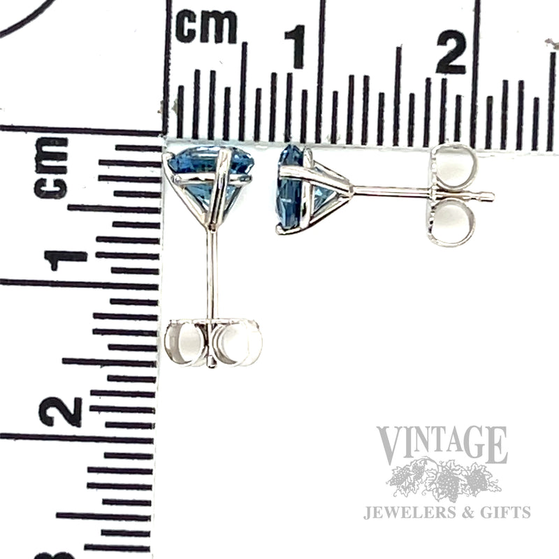 1.26 CTW Aquamarine 14k White Gold Martini Stud Earrings Scale View