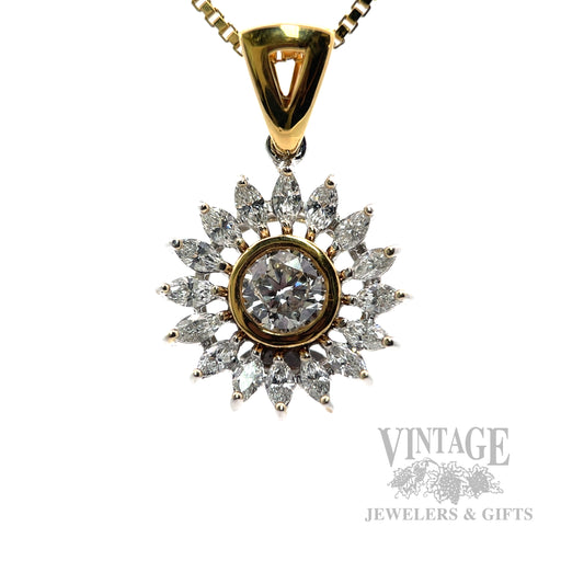 Sunflower Diamonds 18k Two-Tone Gold Pendant Detailed View