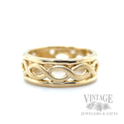 Dual Textured Woven Open Work 18k Gold Ring Front View