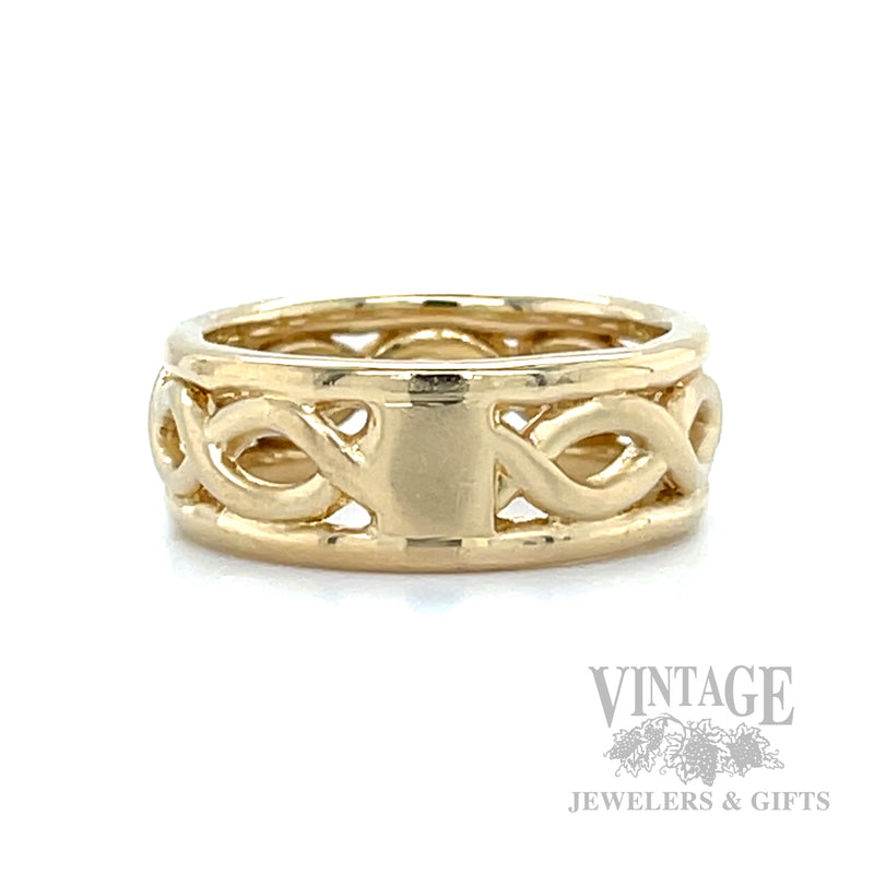 Dual Textured Woven Open Work 18k Gold Ring Back View