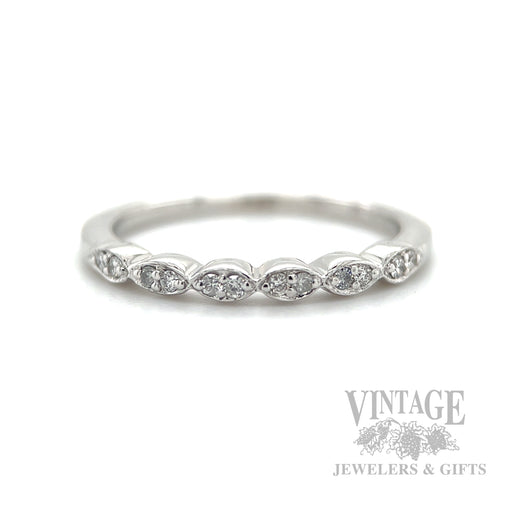 Diamond Accented 14k White Gold Stacking Ring Detailed View