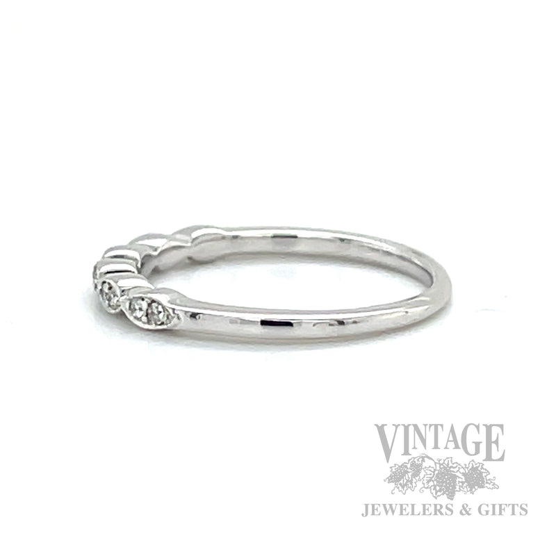 Diamond Accented 14k White Gold Stacking Ring Side View