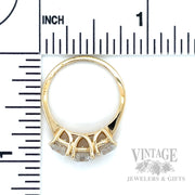 Three Stone Diamond 14k Gold Ring Scale View
