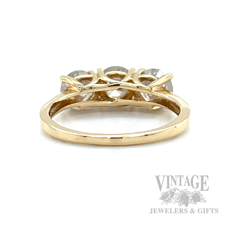 Three Stone Diamond 14k Gold Ring Back View