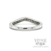 Pave´ Diamond Accented 14k White Gold Contour Band Back/Interior View