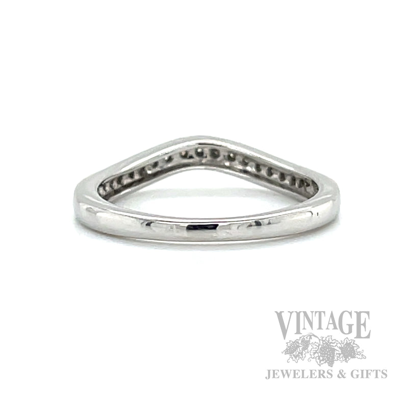Pave´ Diamond Accented 14k White Gold Contour Band Back/Interior View