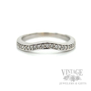 Pave´ Diamond Accented 14k White Gold Contour Band Detailed View