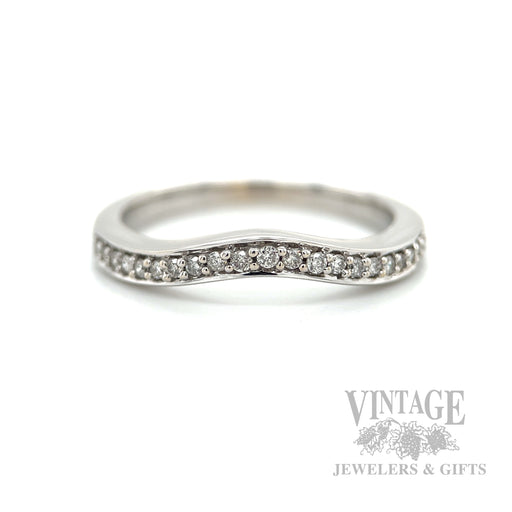 Pave´ Diamond Accented 14k White Gold Contour Band Detailed View