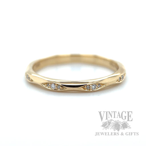 Marquise Pattern Diamond Accented 14k Gold Ring Detailed View