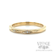 Marquise Pattern Diamond Accented 14k Gold Ring Hallmark/Side View