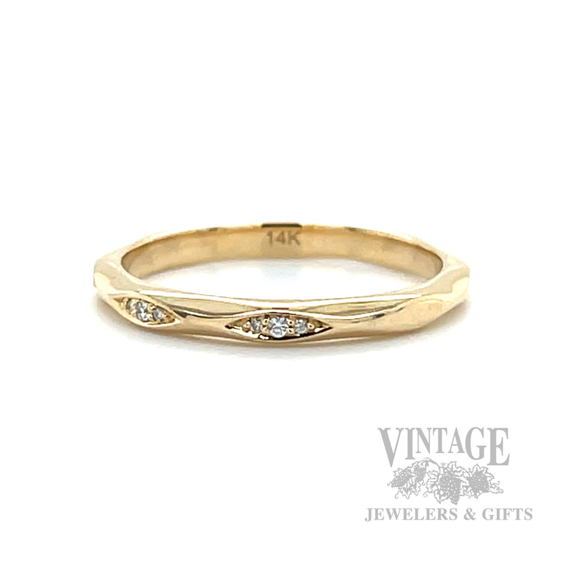 Marquise Pattern Diamond Accented 14k Gold Ring Hallmark/Side View