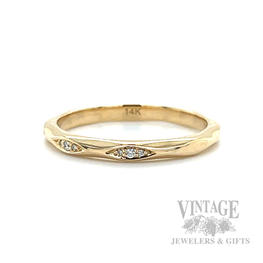 Marquise Pattern Diamond Accented 14k Gold Ring Hallmark/Side View