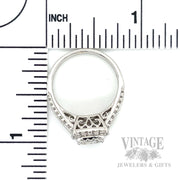 Double Halo Accented Split Shank 14k White Gold Ring Scale View