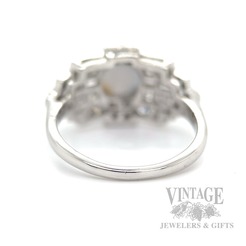 Silver Star Sapphire and Diamond Art Deco Platinum Ring
