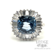 Halo Aquamarine 14K White Gold Ring Detailed View