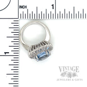 Halo Aquamarine 14K White Gold Ring Scale View