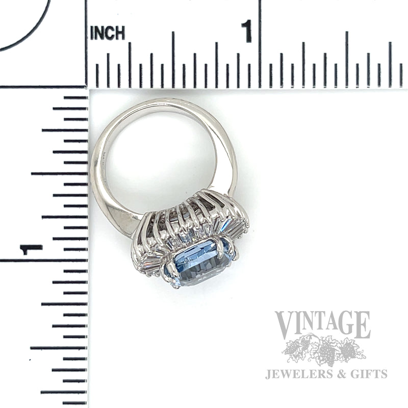 Halo Aquamarine 14K White Gold Ring Scale View