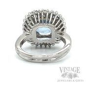 Halo Aquamarine 14K White Gold Ring Back View