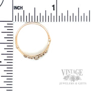 Five Stone Old Miner's Cut Diamond 14k Gold Ring Scale View