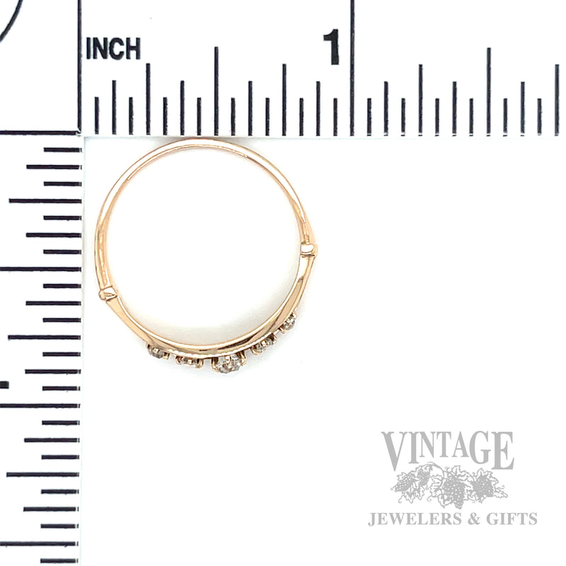 Five Stone Old Miner's Cut Diamond 14k Gold Ring Scale View