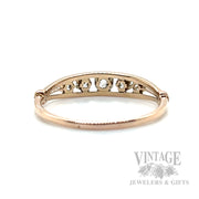 Five Stone Old Miner's Cut Diamond 14k Gold Ring Back View