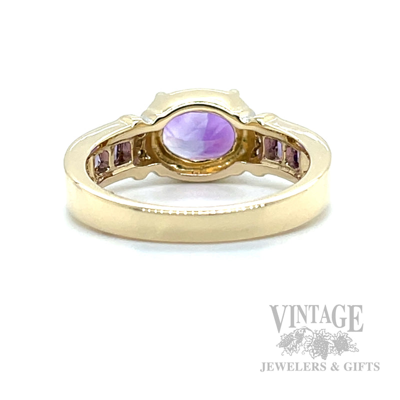 Mixed Cut Amethyst and Diamond Accented 14k Gold Ring Back View
