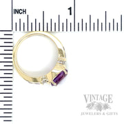 Mixed Cut Amethyst and Diamond Accented 14k Gold Ring Scale View