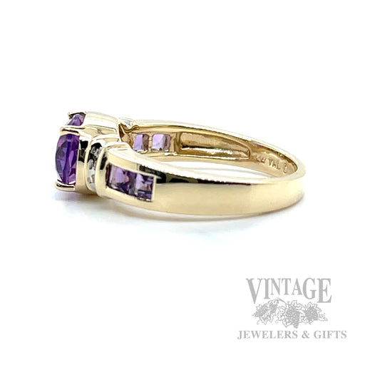 Mixed Cut Amethyst and Diamond Accented 14k Gold Ring Side View