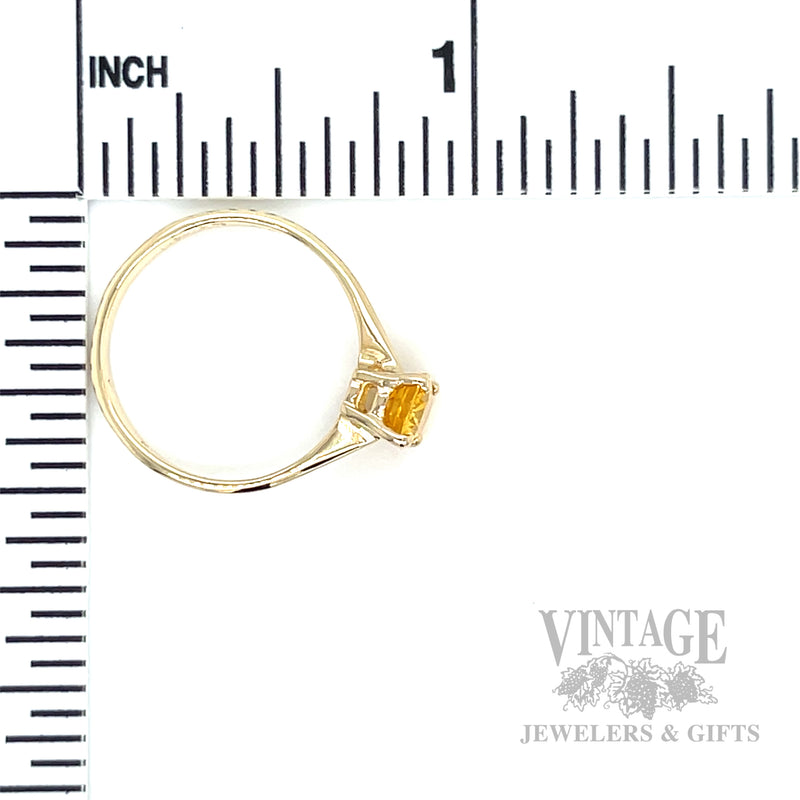 Solitaire Yellow Sapphire 14k Gold Ring Side View
