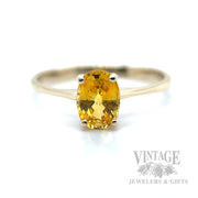 Solitaire Yellow Sapphire 14k Gold Ring Front View