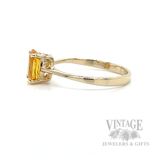 Solitaire Yellow Sapphire 14k Gold Ring Side View