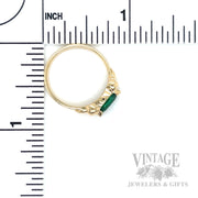 East/West Emerald 14k Gold Ring Scale View