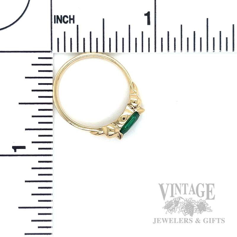 East/West Emerald 14k Gold Ring Scale View