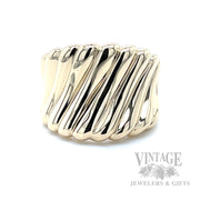Striped Puff 14K Gold Ring Front View