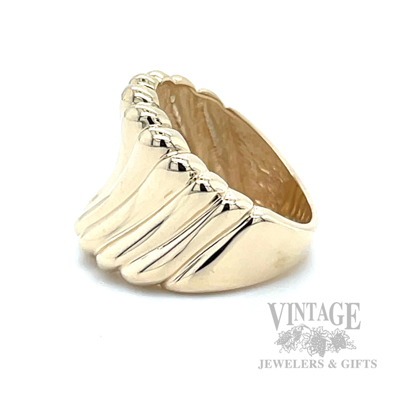 Striped Puff 14K Gold Ring Side View 1