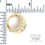 Striped Puff 14K Gold Ring Scale View