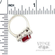 Halo Ruby Diamond Accented 14k White Gold Ring Scale View