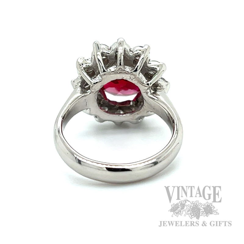 Halo Ruby Diamond Accented 14k White Gold Ring Back/Interior View