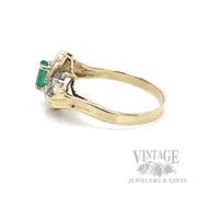 Emerald Bypass Diamond Accented 10k Gold Ring Side View
