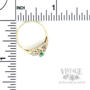Emerald Bypass Diamond Accented 10k Gold Ring Scale View
