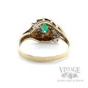 Emerald Bypass Diamond Accented 10k Gold Ring Back/Interior View