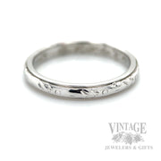 Engraved 18k White Gold Ring Detailed View