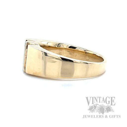 Emerald and Diamond Channels 14k Gold Ring Side View