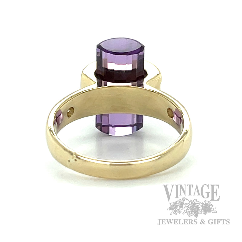 Ruby Wrapped Amethyst Crystal 12k Gold Ring Back/Interior View