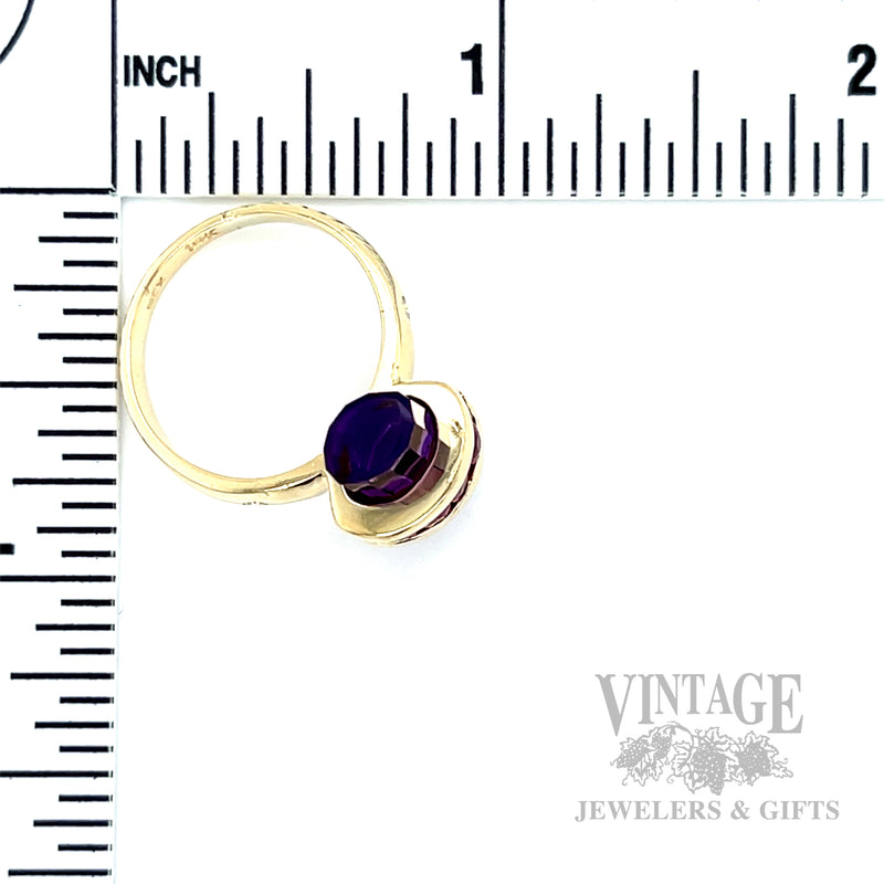 Ruby Wrapped Amethyst Crystal 12k Gold Ring Scale View