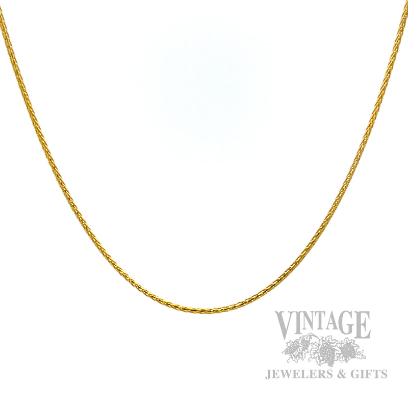 20" Wheat 14k Gold Chain Necklace Front View